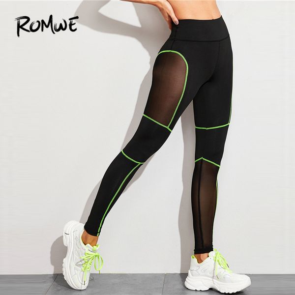 romwe sport contrast binding mesh panel leggings sport women fitness black running compression pants workout yoga gym tights, Black;blue
romwe sport contrast binding mesh panel leggings sport women fitness black running compression pants workout yoga gym tights, Black;blue