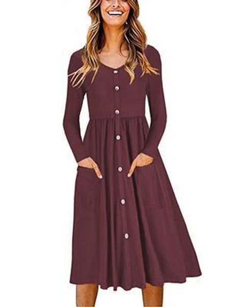 women's long sleeve crew neck neck button down skater dress with pockets vestido 2020, Black;gray
women's long sleeve crew neck neck button down skater dress with pockets vestido 2020, Black;gray