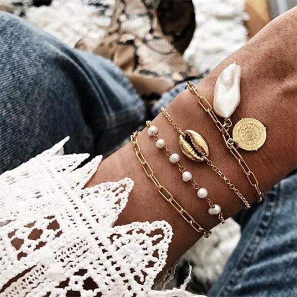 4pcs/set bohemian gold color pearl bead round crystal opal open bracelet set for women punk boho beach bangle jewelry gift 0414, Black
4pcs/set bohemian gold color pearl bead round crystal opal open bracelet set for women punk boho beach bangle jewelry gift 0414, Black