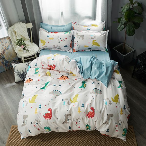 

white dinosaur bedding set soft quilt cover pillowcase soft bed sets twin full  king duvet cover cartoon kids bedclothes
