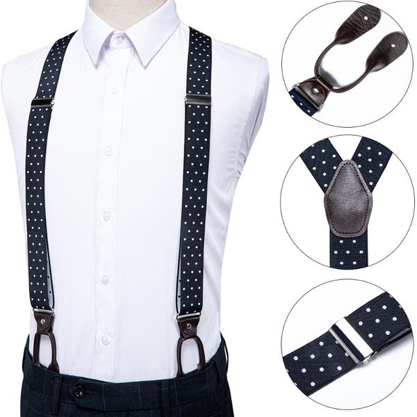 dibangu silk men's suspender set leather metal 6 buttons braces black dot vintage men elastic wedding suspender men bd-519, Black;white
dibangu silk men's suspender set leather metal 6 buttons braces black dot vintage men elastic wedding suspender men bd-519, Black;white
