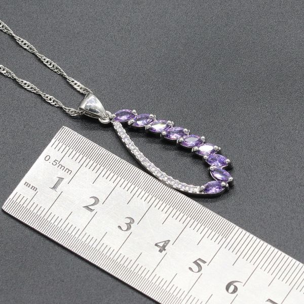 925 sterling silver jewelry sets for women purple semi-precious necklace pendant bracelet long earrings christmas11, Black
925 sterling silver jewelry sets for women purple semi-precious necklace pendant bracelet long earrings christmas11, Black