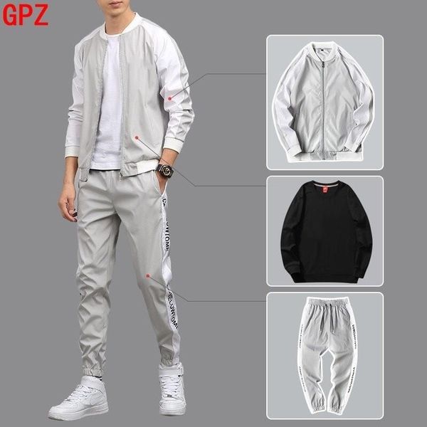 men's must-have fashion casual suit with round-neck hoodie high-end quality m-4xl, Black;brown