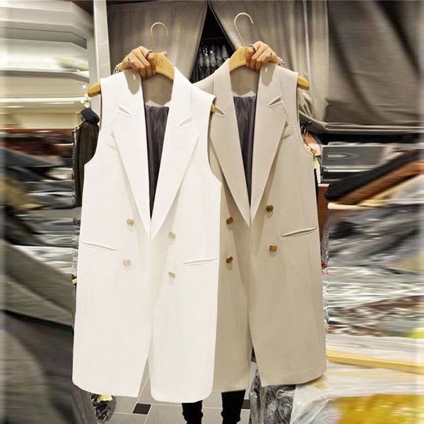 autumn spring long suit vest women abrigo mujer elegant office ladies vest sleeveless white black waistcoat jacket pockets coat, Black;white
autumn spring long suit vest women abrigo mujer elegant office ladies vest sleeveless white black waistcoat jacket pockets coat, Black;white