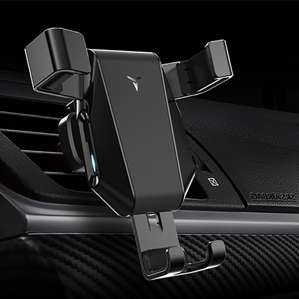 

exquisite gravity linkage car phone clip wireless charger car navigation bracket air outlet alloy+abs auto-sensing holder#p15
