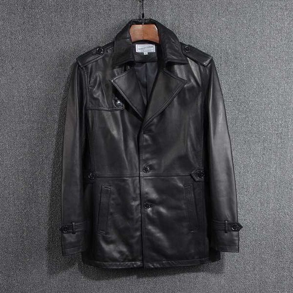 style japanese men's medium sheepskin genuine leather jacket lapel single breasted autumn coat for men, Black
style japanese men's medium sheepskin genuine leather jacket lapel single breasted autumn coat for men, Black