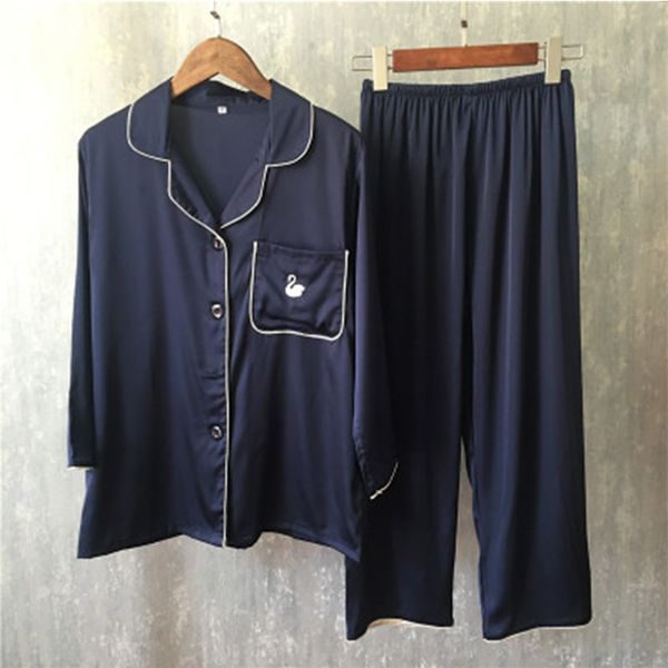 silkbeuty women's pajamas suit spring summer comfortable silk long sleeved pants two pieces sleepwear women pajamas suit, Blue;gray
silkbeuty women's pajamas suit spring summer comfortable silk long sleeved pants two pieces sleepwear women pajamas suit, Blue;gray