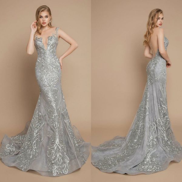 2020 new mermaid prom dresses sheer scoop neck lace appliqued tulle elegant evening dress buttons back formal party gowns, Black
2020 new mermaid prom dresses sheer scoop neck lace appliqued tulle elegant evening dress buttons back formal party gowns, Black