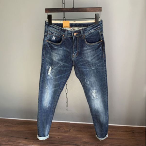 dark blue false hole in autumn and winter beggar tapered elastic denim trousers cultivate one's morality pants male deep blue water and
dark blue false hole in autumn and winter beggar tapered elastic denim trousers cultivate one's morality pants male deep blue water and