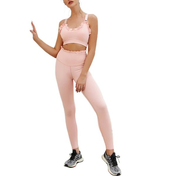black/pink casual yoga set women solid color ruffle v neck camis+high waist bodycon legging pants sports outfit tracksuit, White;red
black/pink casual yoga set women solid color ruffle v neck camis+high waist bodycon legging pants sports outfit tracksuit, White;red