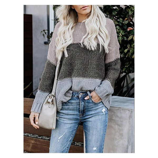 women fashion stripe stitching thick winter autumn sweater loose pullover, White;black
women fashion stripe stitching thick winter autumn sweater loose pullover, White;black