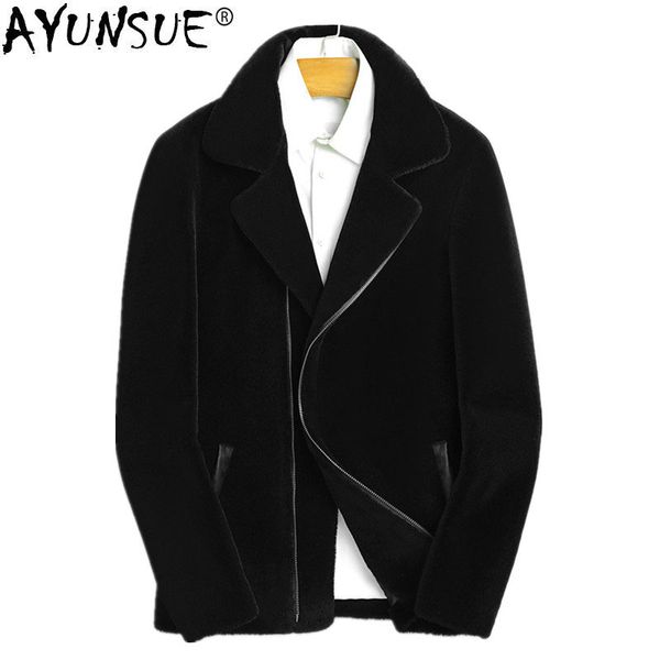 ayunsue 100% wool coat real sheep shearling fur coat streetwear winter jacket men autumn mens jackets and lsy080173 my1140, Black
ayunsue 100% wool coat real sheep shearling fur coat streetwear winter jacket men autumn mens jackets and lsy080173 my1140, Black