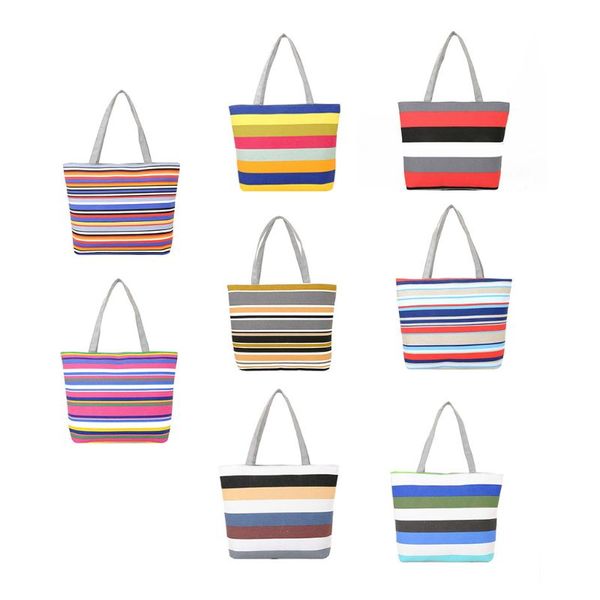 women summer beach shoulder bag handbag fashion strips canvas shopping tote zipper large capacity
women summer beach shoulder bag handbag fashion strips canvas shopping tote zipper large capacity