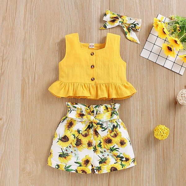 1-4y summer baby girl cute t-shirt shorts sets casual sleeveless solid color with floral shorts headband outfits set, White
1-4y summer baby girl cute t-shirt shorts sets casual sleeveless solid color with floral shorts headband outfits set, White