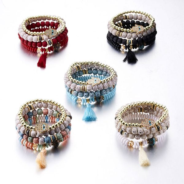 4pcs/set bohemian women hand of fatima beaded bracelet femme jewelry tassel charm stone crystal vintage pulseiras bangles set, Black
4pcs/set bohemian women hand of fatima beaded bracelet femme jewelry tassel charm stone crystal vintage pulseiras bangles set, Black