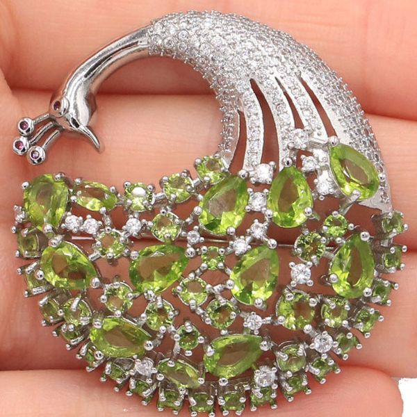 shecrown new arrival peacock 14.1g green peridot white cz ladies gift silver brooch 43x42mm, Slivery;golden
shecrown new arrival peacock 14.1g green peridot white cz ladies gift silver brooch 43x42mm, Slivery;golden