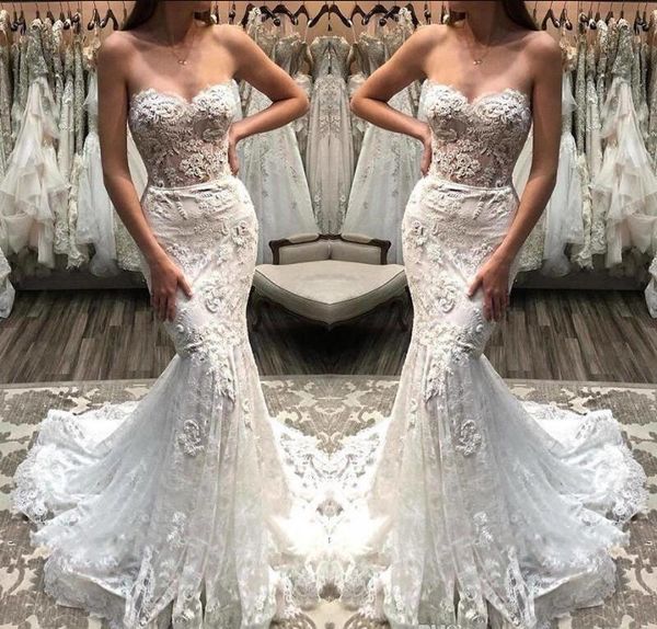 2019 gorgeous lace mermaid wedding dresses elegant sweetheart illusion bodice appliqued lace bridal gowns summer boho robe de mariee, White
2019 gorgeous lace mermaid wedding dresses elegant sweetheart illusion bodice appliqued lace bridal gowns summer boho robe de mariee, White
