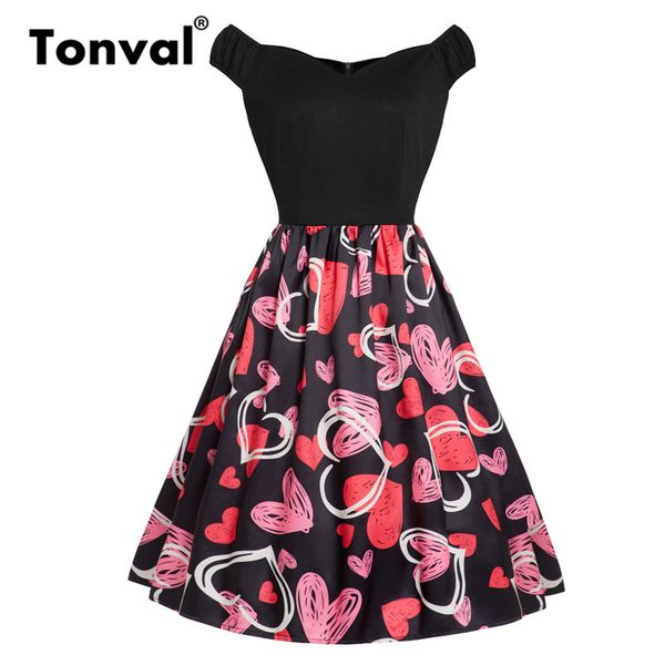 tonval retro style heart-shaped graphic print vintage dress women cap sleeve black dress female pin up pleated summer, Black;gray
tonval retro style heart-shaped graphic print vintage dress women cap sleeve black dress female pin up pleated summer, Black;gray