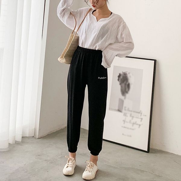 casual women trousers fashion loose pants for lady elastic high waist harem pants, Black;white
casual women trousers fashion loose pants for lady elastic high waist harem pants, Black;white