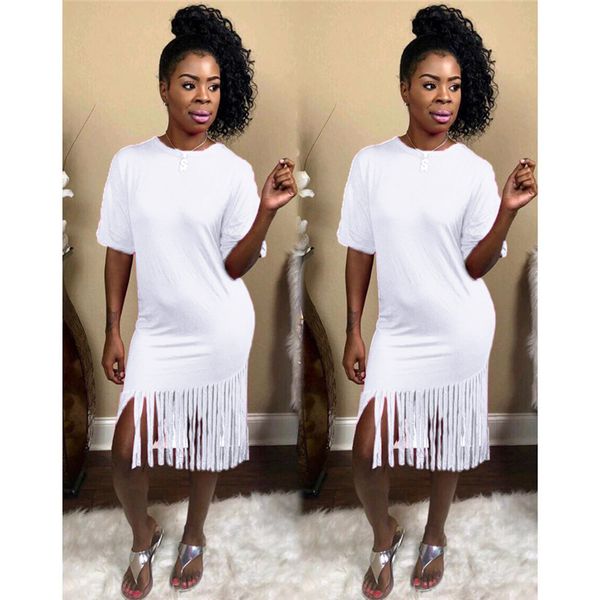 Summer Womens Solid Dress Sexy Crew Neck Tassel Dresses Fashion Designer Short Sleeve Dresses
Summer Womens Solid Dress Sexy Crew Neck Tassel Dresses Fashion Designer Short Sleeve Dresses