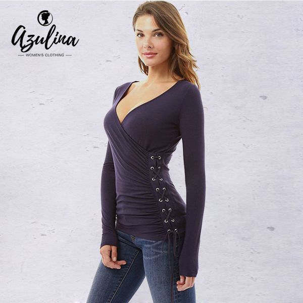 azulina autumn long sleeve lace-up slim women t-shirt solid color v neck cotton t shirt ladies pullovers 2019 new clothing, White
azulina autumn long sleeve lace-up slim women t-shirt solid color v neck cotton t shirt ladies pullovers 2019 new clothing, White