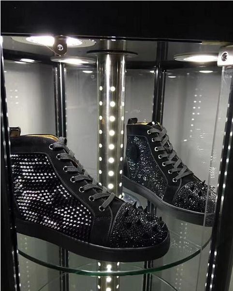 mutil spikes hi studded patent leather spikes casual flats red bottom sneaker luxury shoes new for men and women with box and dustbag, Black
mutil spikes hi studded patent leather spikes casual flats red bottom sneaker luxury shoes new for men and women with box and dustbag, Black