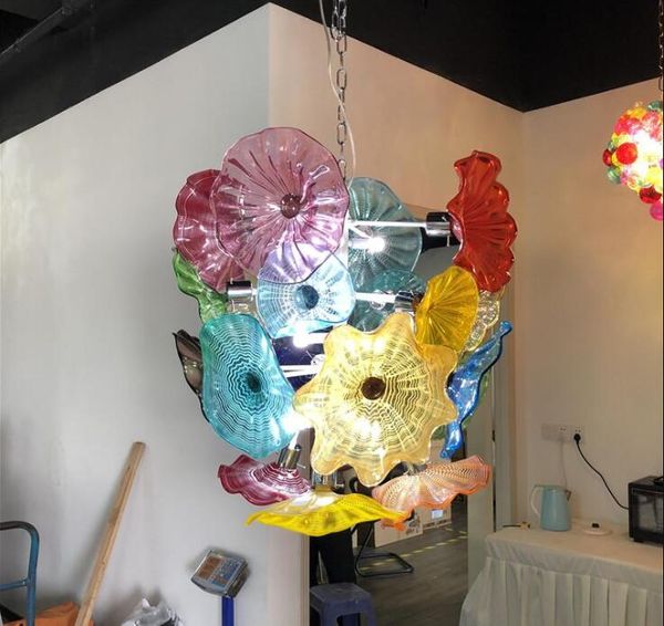 blowing flower chandelier light style murano glass plates pendant lamps multi-color led blown glass chandelier lighting for living room
blowing flower chandelier light style murano glass plates pendant lamps multi-color led blown glass chandelier lighting for living room
