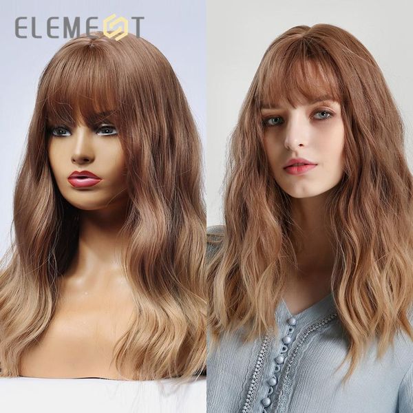 synthetic wigs long natural wave hairstyle ombre brown to blonde with air bangs for white/black women party
synthetic wigs long natural wave hairstyle ombre brown to blonde with air bangs for white/black women party