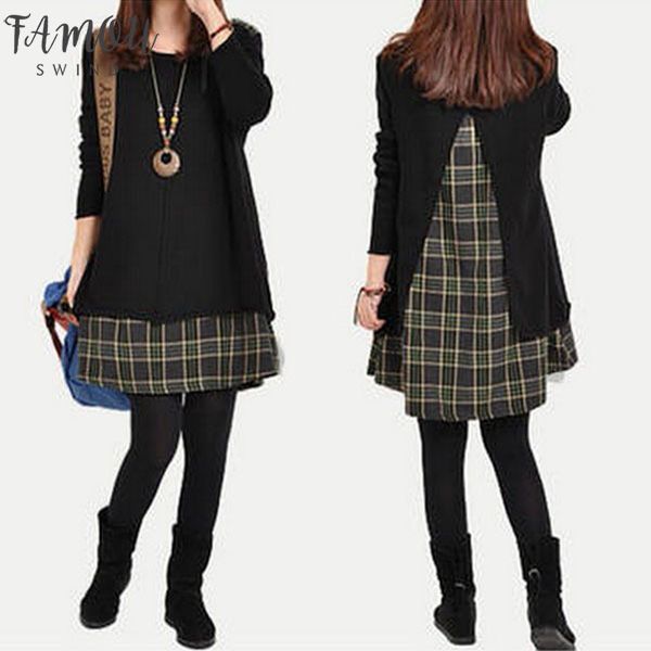 2020 plaid patchwork women dresses casual loose korean style dress long sleeve ladies fashion mini dress vintage autumn vestidos, Black;gray
2020 plaid patchwork women dresses casual loose korean style dress long sleeve ladies fashion mini dress vintage autumn vestidos, Black;gray