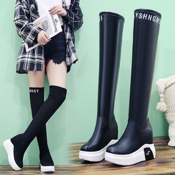 lapolaka elastics over the knee boots fashion girls lady thick bottom height increasing long boots women shoes woman, Black
lapolaka elastics over the knee boots fashion girls lady thick bottom height increasing long boots women shoes woman, Black