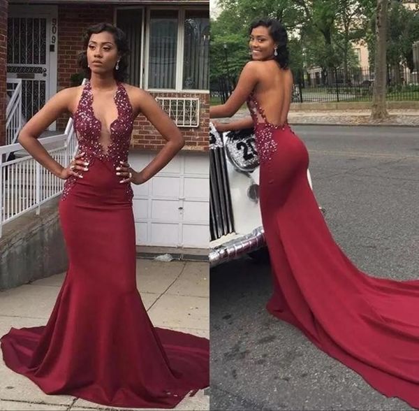 sexy halter african mermaid prom dresses 2019 бисероплетение спинки длинный поезд черные девушки вечерняя одежда бордовый платья партии vest, Black
sexy halter african mermaid prom dresses 2019 бисероплетение спинки длинный поезд черные девушки вечерняя одежда бордовый платья партии vest, Black