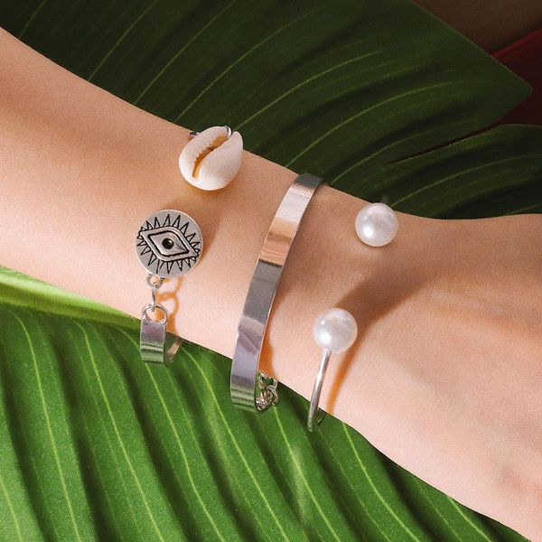 cuff bangles for women eye seashell metal bracelet set simulated pearl jewelry, Black
cuff bangles for women eye seashell metal bracelet set simulated pearl jewelry, Black