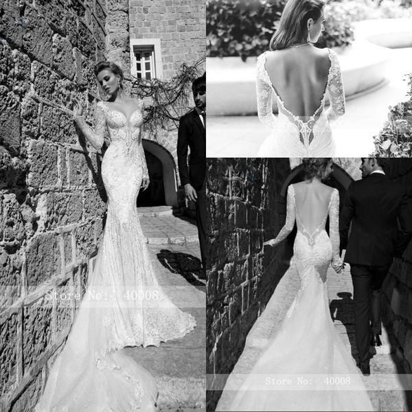 backless chapel train v neck mermaid wedding dress lace pearl beading long sleeve vestige de noiva bride dress, White
backless chapel train v neck mermaid wedding dress lace pearl beading long sleeve vestige de noiva bride dress, White