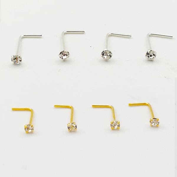 20pcs/box 925 sterling silver l shape nose stud ring 2mm clear crystal nose piercing body jewelry, Slivery;golden
20pcs/box 925 sterling silver l shape nose stud ring 2mm clear crystal nose piercing body jewelry, Slivery;golden