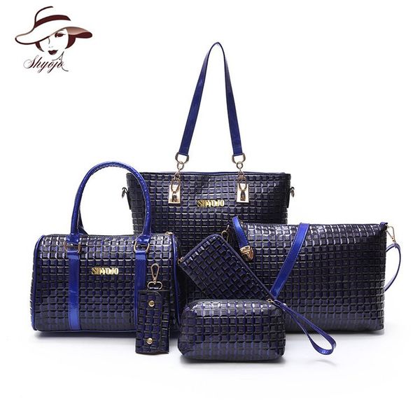 6pc/set plaid women patent leather handbag classic ladies messenger composite bags fashion female clutch
6pc/set plaid women patent leather handbag classic ladies messenger composite bags fashion female clutch