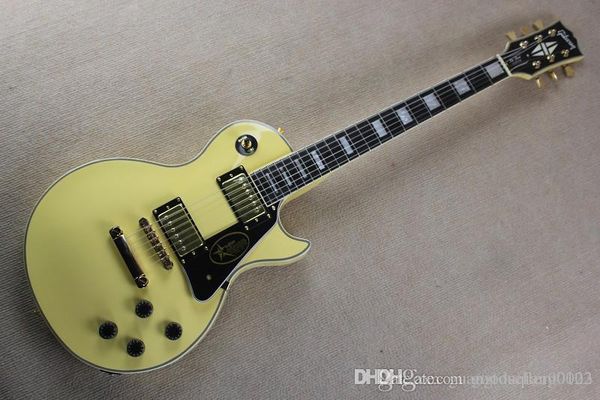 wholesale ebony fretboard big headstock lp custom cream yellow electric guitar