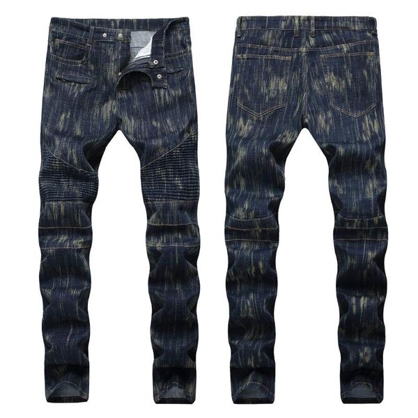 2020 men's new original design pleated motorcycle jeans youth small straight slim micro-elastic jeans, Blue
2020 men's new original design pleated motorcycle jeans youth small straight slim micro-elastic jeans, Blue