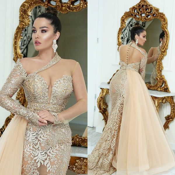 arabic illusion mermaid evening dresses with detachable train lace long sleeves formal prom gowns buttons back, Black;red
arabic illusion mermaid evening dresses with detachable train lace long sleeves formal prom gowns buttons back, Black;red