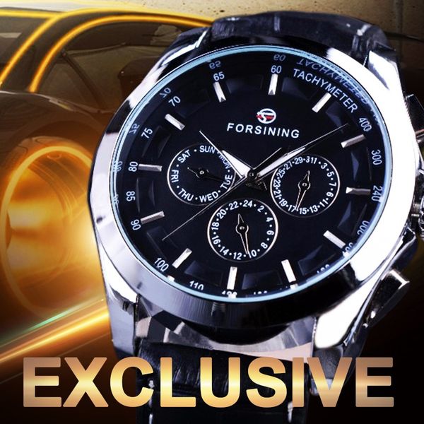 forsining 3 dial 6 hands men watches business genuine leather strap black watch automatic watch, Slivery;brown
forsining 3 dial 6 hands men watches business genuine leather strap black watch automatic watch, Slivery;brown