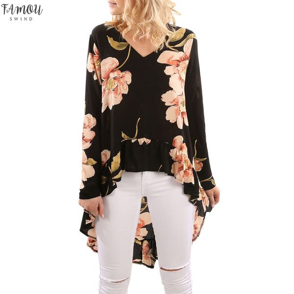 fashion floral long sleeve print low hem high blouse women clothing butterfly sleeve asymmetrical chiffon loose blusas, White
fashion floral long sleeve print low hem high blouse women clothing butterfly sleeve asymmetrical chiffon loose blusas, White