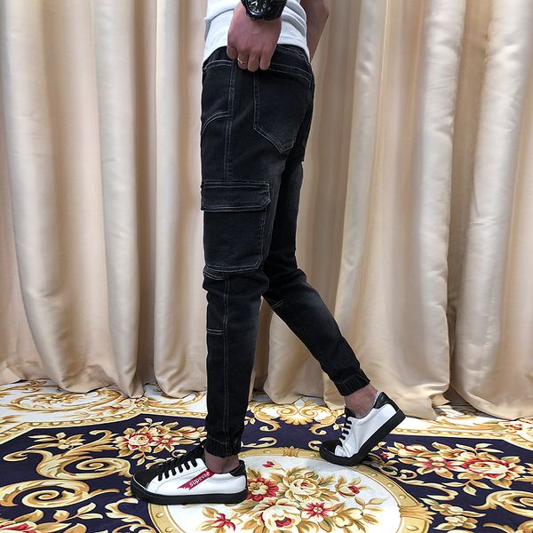 fashion 2018 plus velvet jeans men winter thick slim fit casual denim men skinny jeans side pocket black warm trousers 36-28, Blue