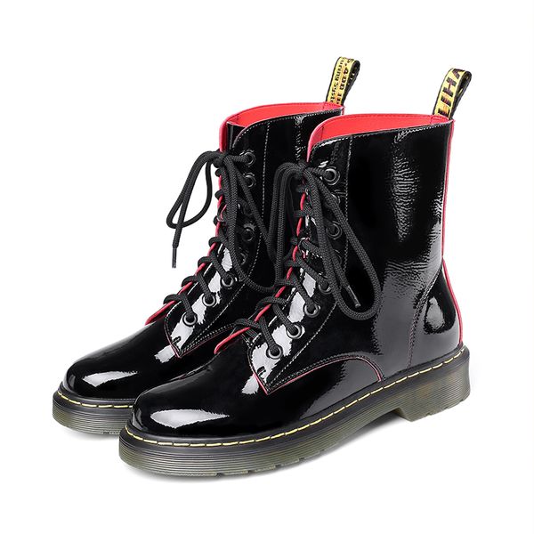 lucyever patent leather ankle boots for women lace up platform autumn winter shoes woman low heels motorcycle footwear, Black
lucyever patent leather ankle boots for women lace up platform autumn winter shoes woman low heels motorcycle footwear, Black