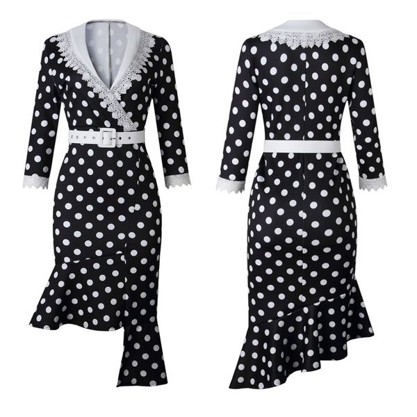 polka dot women dresses ol slim elegant lace panelled sashes mermaid skirts long sleeved bodycon dresses fashion womens dresses, Black;gray
polka dot women dresses ol slim elegant lace panelled sashes mermaid skirts long sleeved bodycon dresses fashion womens dresses, Black;gray