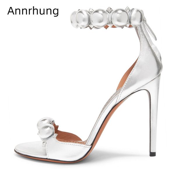 rivet ball ankle strappy party shoes woman stiletto heel open toes back zip genuine leather high heel sandals women, Black
rivet ball ankle strappy party shoes woman stiletto heel open toes back zip genuine leather high heel sandals women, Black