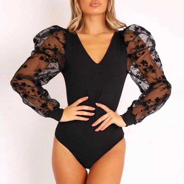 fashion autumn winter bodysuit women mesh embroidered puff long-sleeves v-neck rompers bodyusits womens, Black;white
fashion autumn winter bodysuit women mesh embroidered puff long-sleeves v-neck rompers bodyusits womens, Black;white
