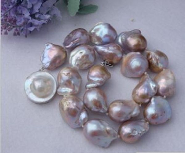 necklace ++ 20x23mm purple nucleated flameball pearl necklace -mabe clasp new, Silver
necklace ++ 20x23mm purple nucleated flameball pearl necklace -mabe clasp new, Silver