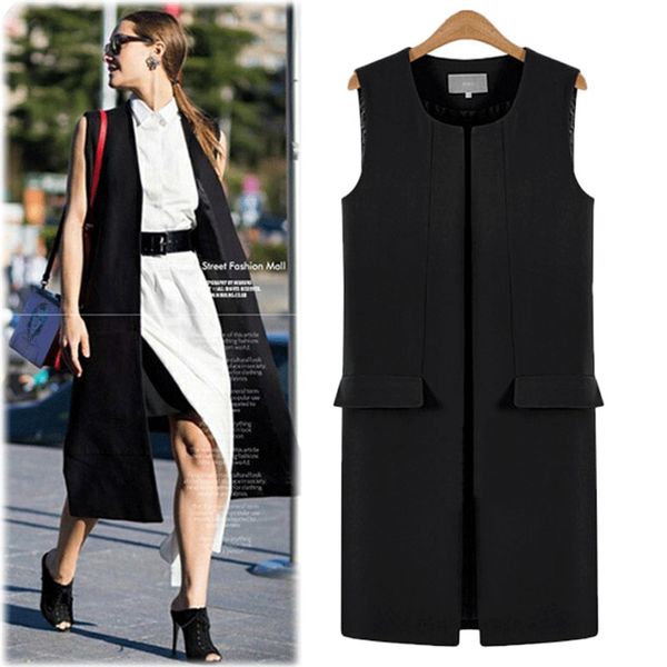 women's spring blazer vest long female pocket vest waistcoat jacket large size sleeveless cardigan trench vests lady's coat 1054, Black;white
women's spring blazer vest long female pocket vest waistcoat jacket large size sleeveless cardigan trench vests lady's coat 1054, Black;white