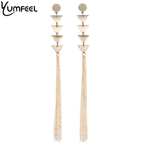 yumfeel new fashion jewelry long tassel earrings golden plated geometry triangle long dangle earrings women gifts brincos
yumfeel new fashion jewelry long tassel earrings golden plated geometry triangle long dangle earrings women gifts brincos