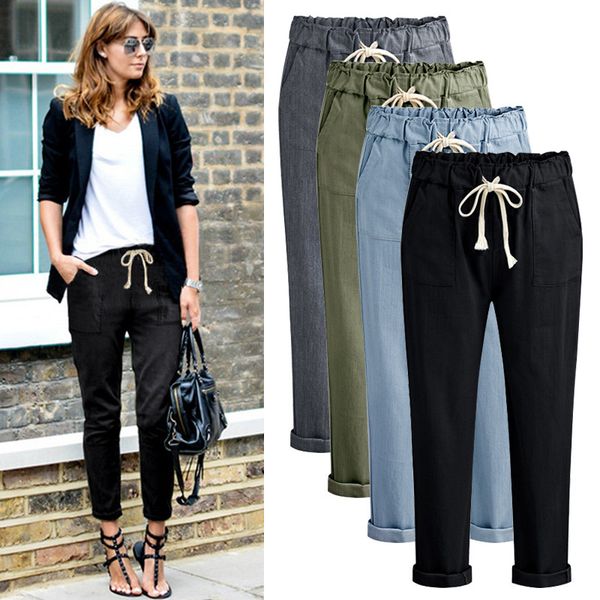 2019 spring and autumn new loose casual pants female imitation denim harem pants elastic waist ankle-length casual, Black;white
2019 spring and autumn new loose casual pants female imitation denim harem pants elastic waist ankle-length casual, Black;white