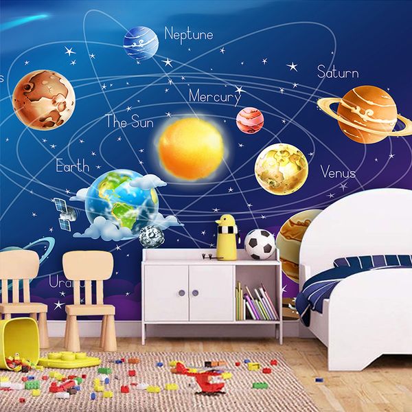 

custom large murals 3d blue starry sky wallpaper cartoon kindergarten children's room backdrop wall paper papel de parede